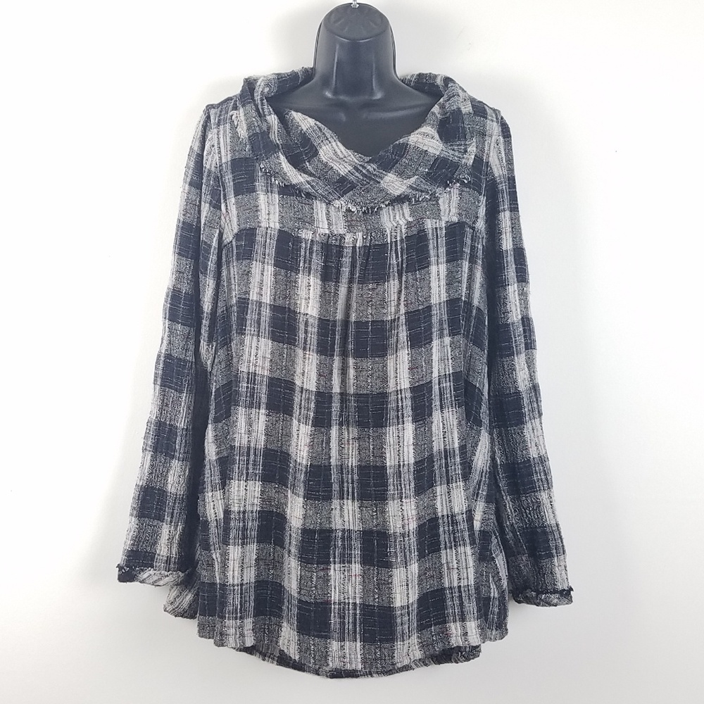 Free People frock tunic rough knit plaid size M